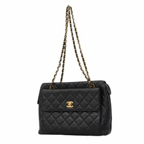 Chanel Tote Bag Matelasse Chain Caviar Skin Black Women's