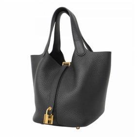Hermes Handbag Picotin Lock PM Taurillon Clemence Black W Engraved Ladies