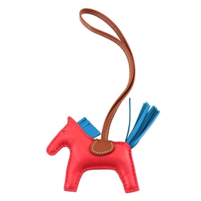 Hermes Rodeo PM Bag Charm Agnès Milo Rose Texas Blue Zanzibar Gold Y Stamp