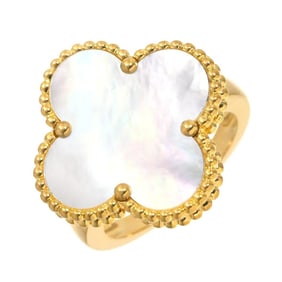 Van Cleef & Arpels Magic Alhambra #52 Ring Shell K18 YG Yellow Gold 750