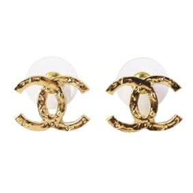 CHANEL F24C Coco Mark Earrings Gold Color Women's