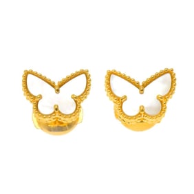 Van Cleef & Arpels Sweet Papillon Earrings Shell K18 YG 750 Alhambra