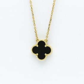 Van Cleef & Arpels Vintage Alhambra Necklace Yellow Gold (18K) Onyx Men,Women Fashion Pendant