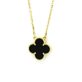 Van Cleef & Arpels Vintage Alhambra Onyx Necklace Yellow Gold (18K) Onyx Men,Women Fashion Pendant