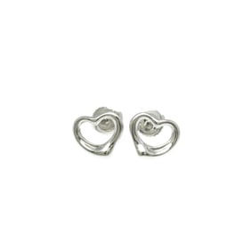 Tiffany Open Heart Earrings No Stone Platinum Stud Earrings Silver