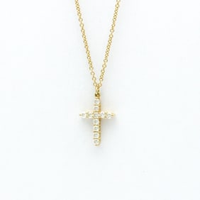Tiffany Small Cross Diamond Necklace Yellow Gold (18K) Diamond Men,Women Fashion Pendant Necklace