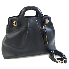 Salvatore Ferragamo Handbag Gancini 21C537 Black Leather Women's