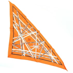 Hermes Scarf Muffler Bountiu Bounti Bordeaux Orange Silk Triangle Women's HERMES