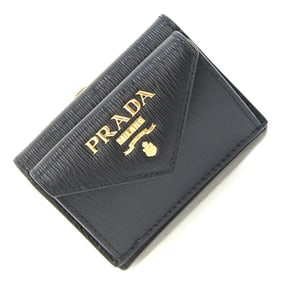 Prada Tri-fold Wallet 1MH021 Black Leather Compact for Women PRADA