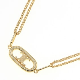 Celine Triomphe Necklace 46S896BRA.35OR Gold Metal Double Chain Layer Women's CELINE
