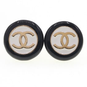 Chanel Earrings Coco Mark Circle Bicolor ABC997 Black White B24P 2024 Model Round Women's CHANEL
