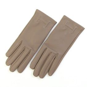 Hermes Gloves Bastille Etoupe Lambskin Cashmere Size 6.5 H Women's HERMES
