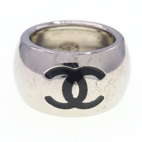Chanel Ring Coco Mark Heart Silver Black Metal B12V 2012 Model Women's CHANEL
