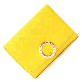 BVLGARI Card Case 289746 Yellow Leather Business Holder for Women