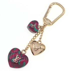 Louis Vuitton Keychain Portocle Leopard M66261 Rouge Fauvist Resin Metal Key Ring Bag Charm Heart LV