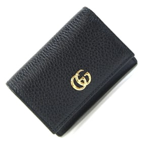 Gucci Tri-fold Wallet GG Marmont 644407 Black Leather New Unused Compact Mini Women's GUCCI