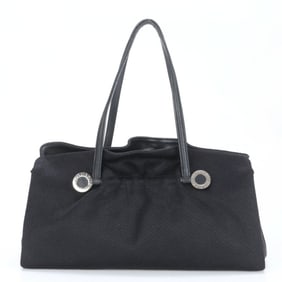 BVLGARI Twisted Leather Shoulder Bag Hand Black Women's