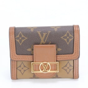 Louis Vuitton Monogram Reverse Portefeuille Dauphine M68725 Leather Tri-fold Wallet Compact Women's