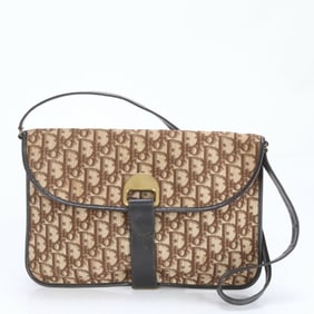 Christian Dior Trotter Leather Shoulder Bag Clutch Tote Hand Brown Women's