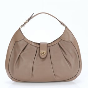 Salvatore Ferragamo Gancini Leather Shoulder Bag Tote Handbag for Women