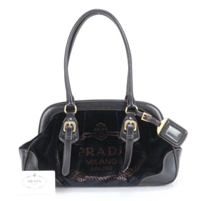 Prada Velvet Jacquard Leather Shoulder Bag BR3509 for Women