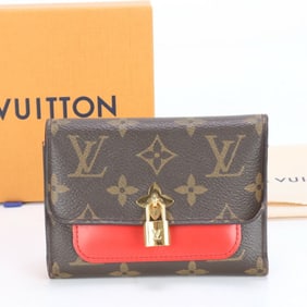 Louis Vuitton Monogram Portefeuille Flower Coquelicot M62567 Leather Tri-fold Wallet for Women