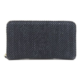 CHANEL Deauville Small Zip Wallet Long Canvas Women's