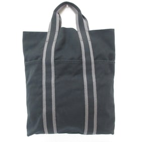 HERMES Hermes Foult Cabas Canvas Tote Bag Black Women's