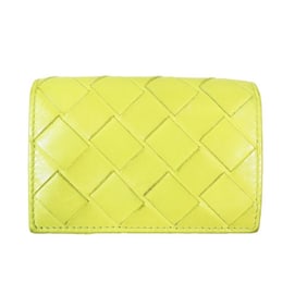 BOTTEGA VENETA Bottega Veneta Intrecciato Tiny Tri-fold Wallet, Compact, Leather, Yellow, Women's