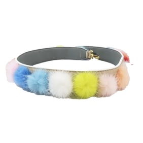 FENDI Strap You Pompom Long Shoulder Leather Fur Gold Hardware Bag Accessory Men Women