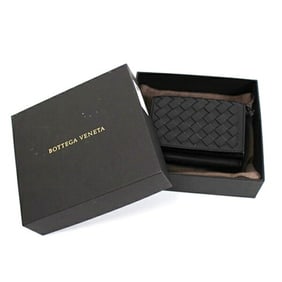 Bottega Veneta Intrecciato Tri-fold Wallet Leather Black BOTTEGA VENETA Women's Men's