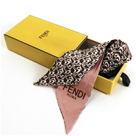 Fendi silk scarf muffler ponytail pink x brown pattern FENDI women's