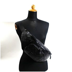 Coach Signature Body Bag Waist PVC x Leather Black Grey C3765 COACH Men's Women's Unisex Pouch