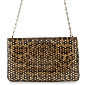 Christian Louboutin Clutch Bag Ruby Posh Leopard Spike Studs 1165014 2way Chain Shoulder