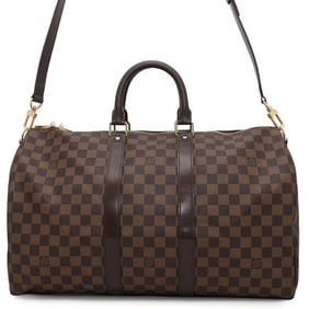 Louis Vuitton Boston Bag Damier Ebene Keepall Bandouliere 45 N41428 2way Shoulder Travel For