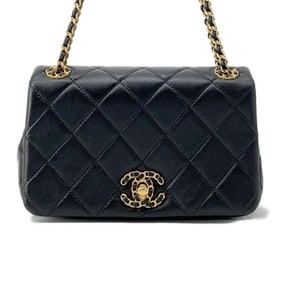 Chanel Chain Shoulder Bag Mini Flap Matelasse Coco Mark 19 Lambskin AS4780 CHANEL Black