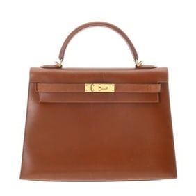 HERMES Kelly 32, outside stitching, 2-way, Noisette, F stamp (around 2002), women's box calf handbag