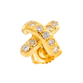 Tiffany & Co. Cross-stitch stud diamond earrings, 18K yellow gold, 750, one ear only, earring