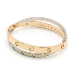 Cartier LOVE Bracelet Bangle K18 Pink Gold White Diamond 0.78ct #16
