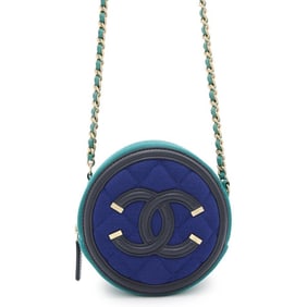 Chanel Chain Shoulder Bag Coco Mark CC Filigree Round Cotton AP0365 CHANEL