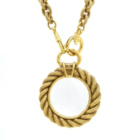 CHANEL Chanel Magnifying Glass Necklace Chain Pendant Coco Mark Circle Round GP Gold