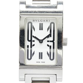 BVLGARI Rettangolo Watch RT39S Quartz White Dial Stainless Steel Men's