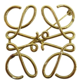 LOEWE Anagram Pin Brooch Gold Color Women's