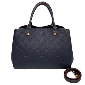 LOUIS VUITTON Louis Vuitton Montaigne MM Monogram Empreinte 2way Handbag Shoulder Bag Navy 356-9