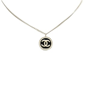 Chanel Coco Mark Pendant Necklace Silver Metal Women's CHANEL