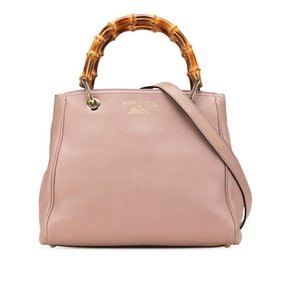 Gucci Bamboo Shopper Small Handbag Shoulder Bag 336032 Pink Leather Women's GUCCI