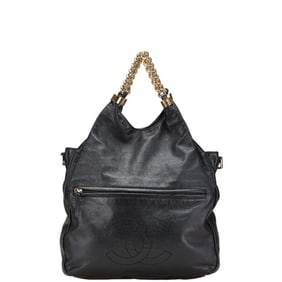 Chanel Deca Coco Mark Chain Handbag Black Lambskin Women's CHANEL