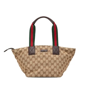 Gucci GG Canvas Sherry Line Handbag Tote Bag 131228 Beige Multicolor Leather Women's GUCCI