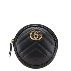 Gucci GG Marmont Heart Coin Case 575160 Black Leather Women's GUCCI