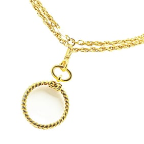 Chanel Coco Mark Magnifying Glass Round Necklace Gold Plated Women's CHANEL